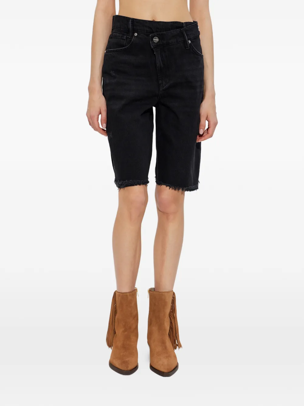 AllSaints Aki gerafelde shorts met gerafelde zoom Zwart