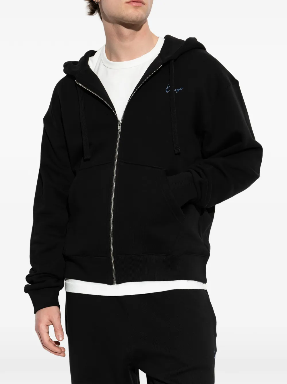 Kenzo Hoodie met geborduurd logo Zwart