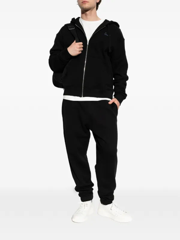 Kenzo logo-embroidered zip-up Hoodie | Black | FARFETCH