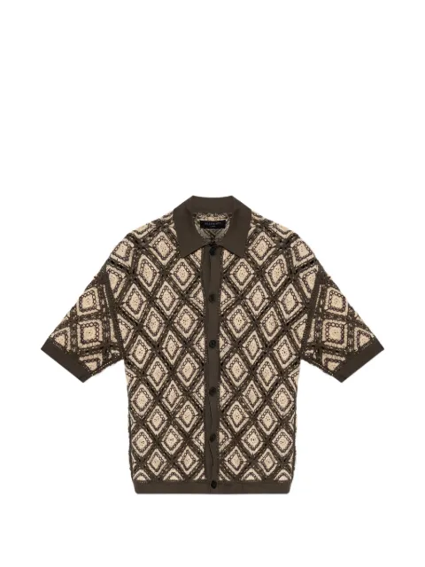 AllSaints Morena crochet-knit collared cardigan