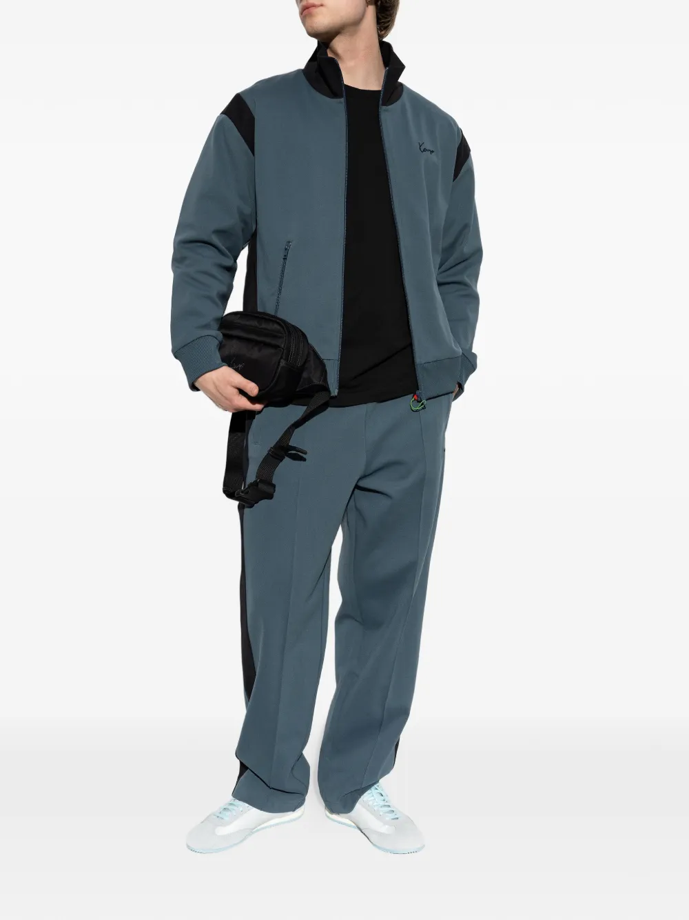 Kenzo Trui met geborduurd logo en vlakken Blauw