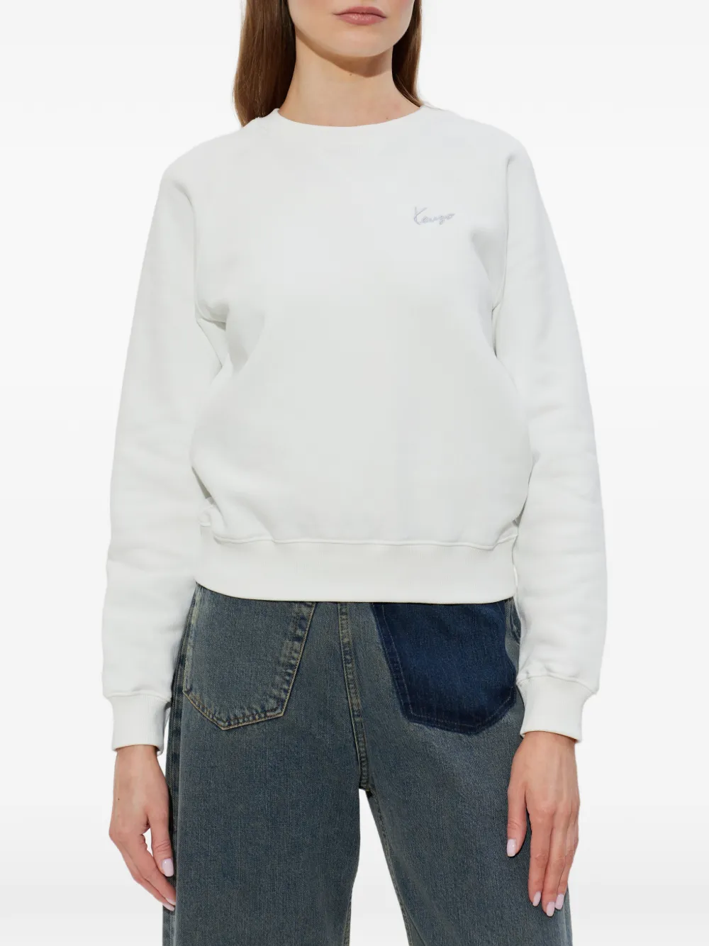 Kenzo Sweater met raglan mouwen en geborduurd logo Wit