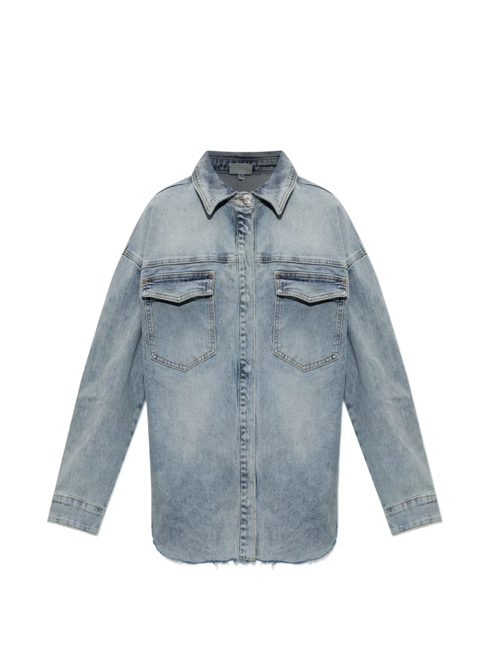 Gestuz Noma Faded Frayed-hem Shirt In Blue