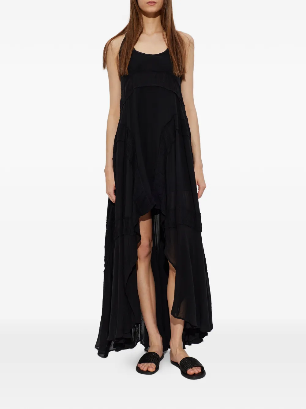 AllSaints Dorina maxi-jurk met ruches Zwart