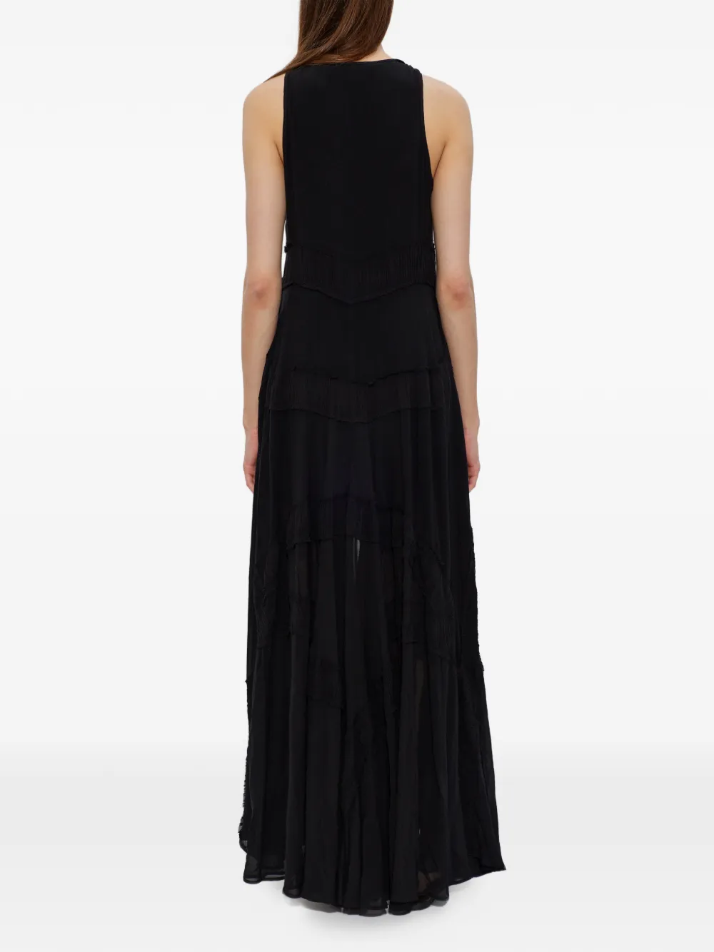 AllSaints Dorina maxi-jurk met ruches Zwart