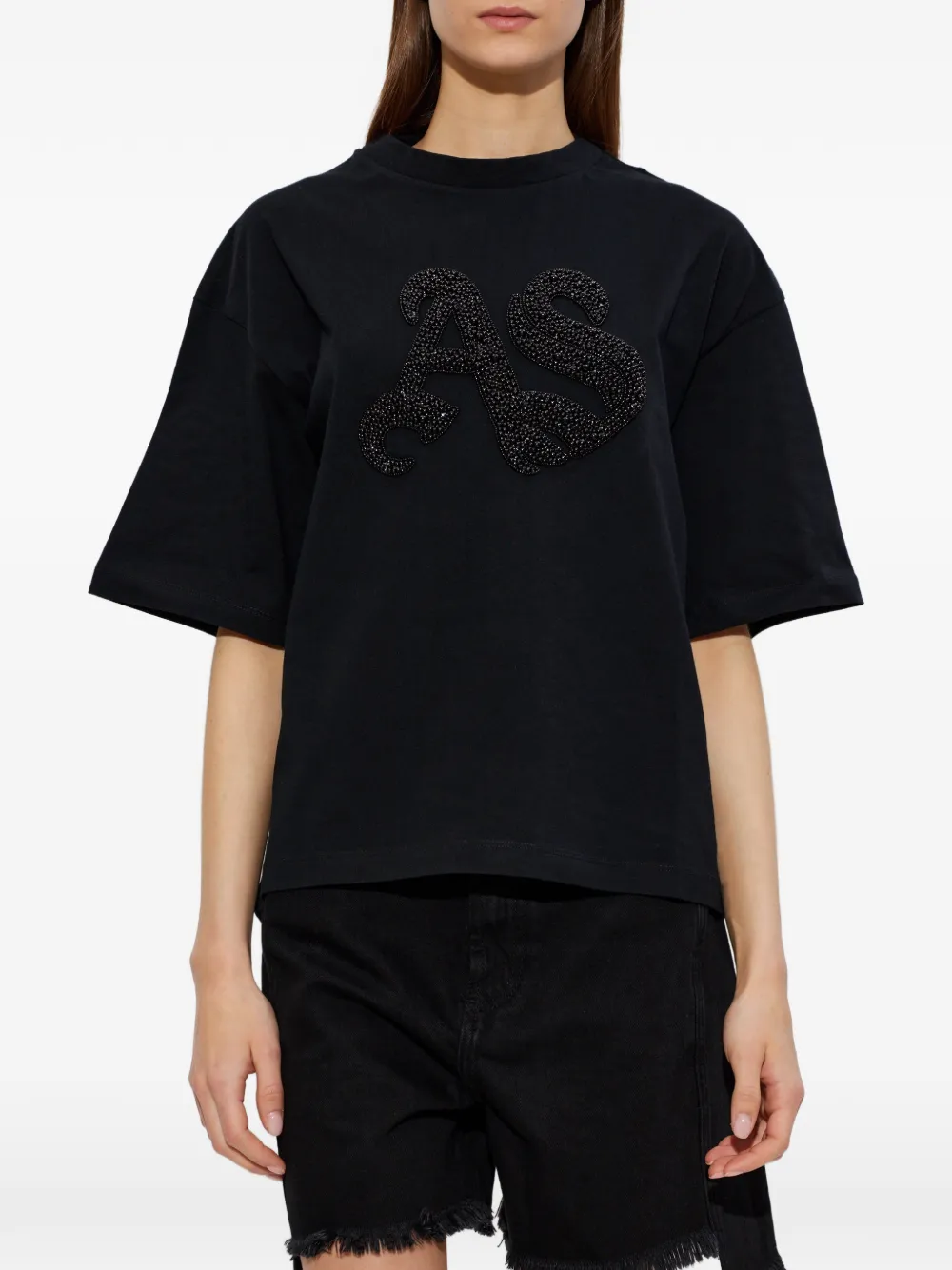 AllSaints Icon Amelie T-shirt verfraaid met kralen Zwart