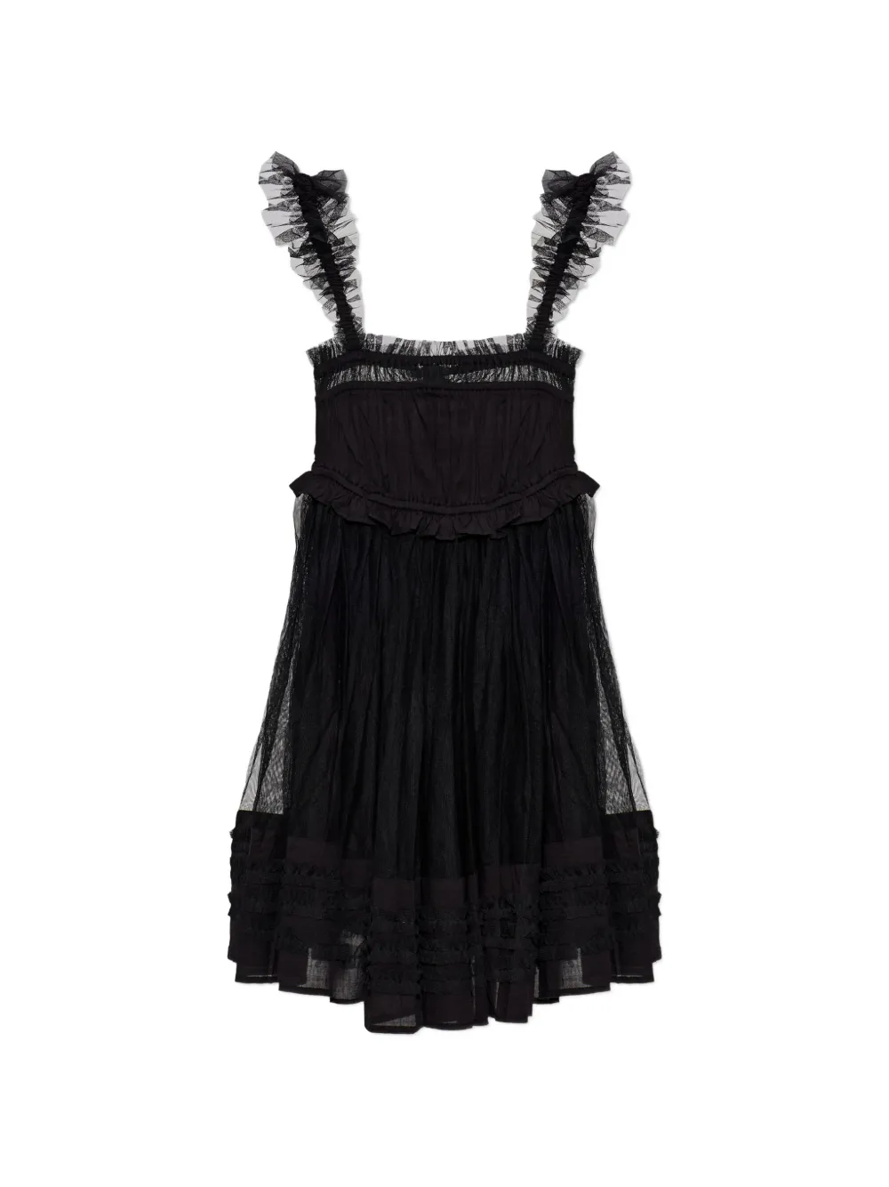 AllSaints Abito corto Angela con ruches - Nero