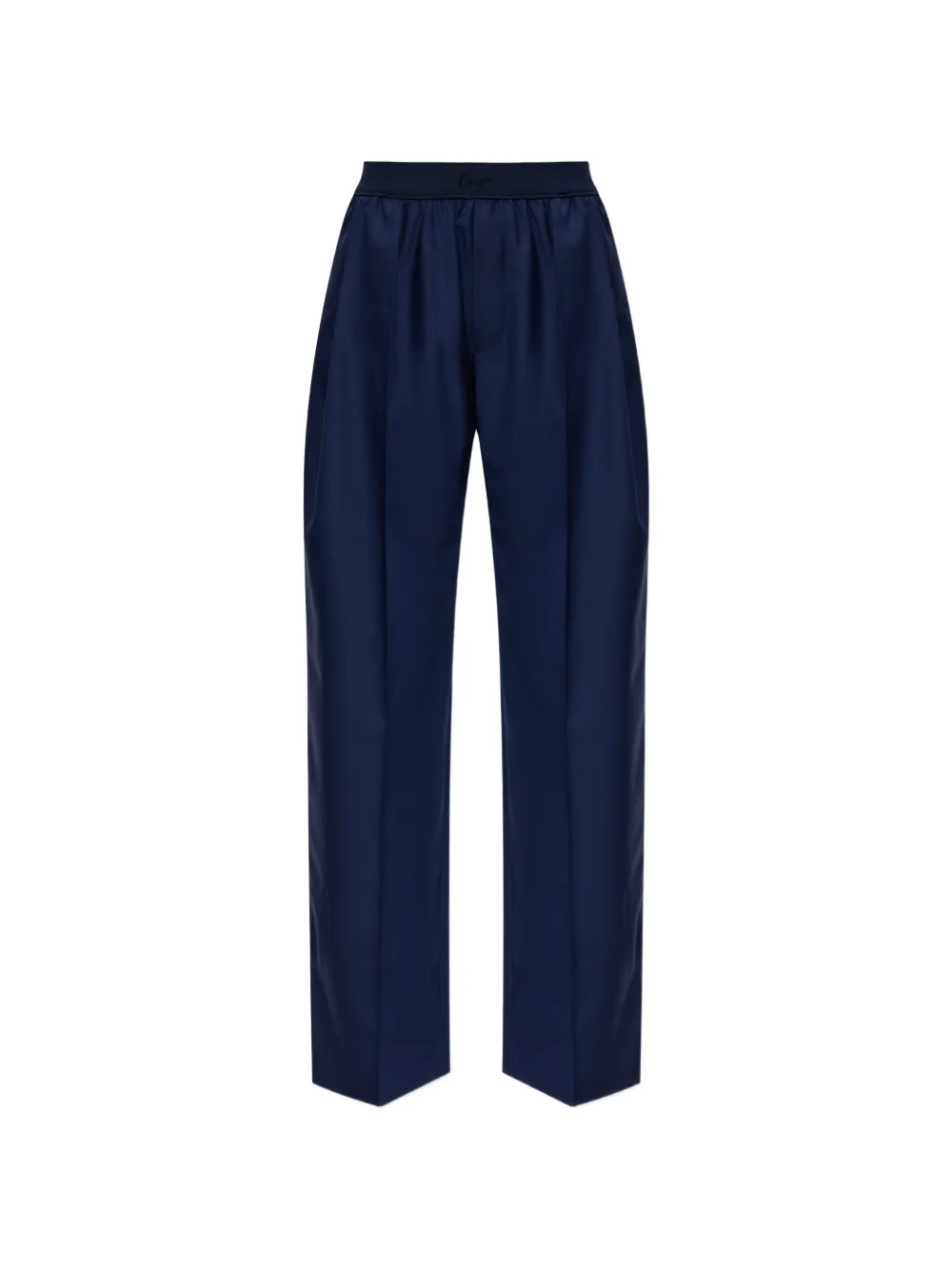 Kenzo Logo-embroidered Pleated Wool Trousers In Blue