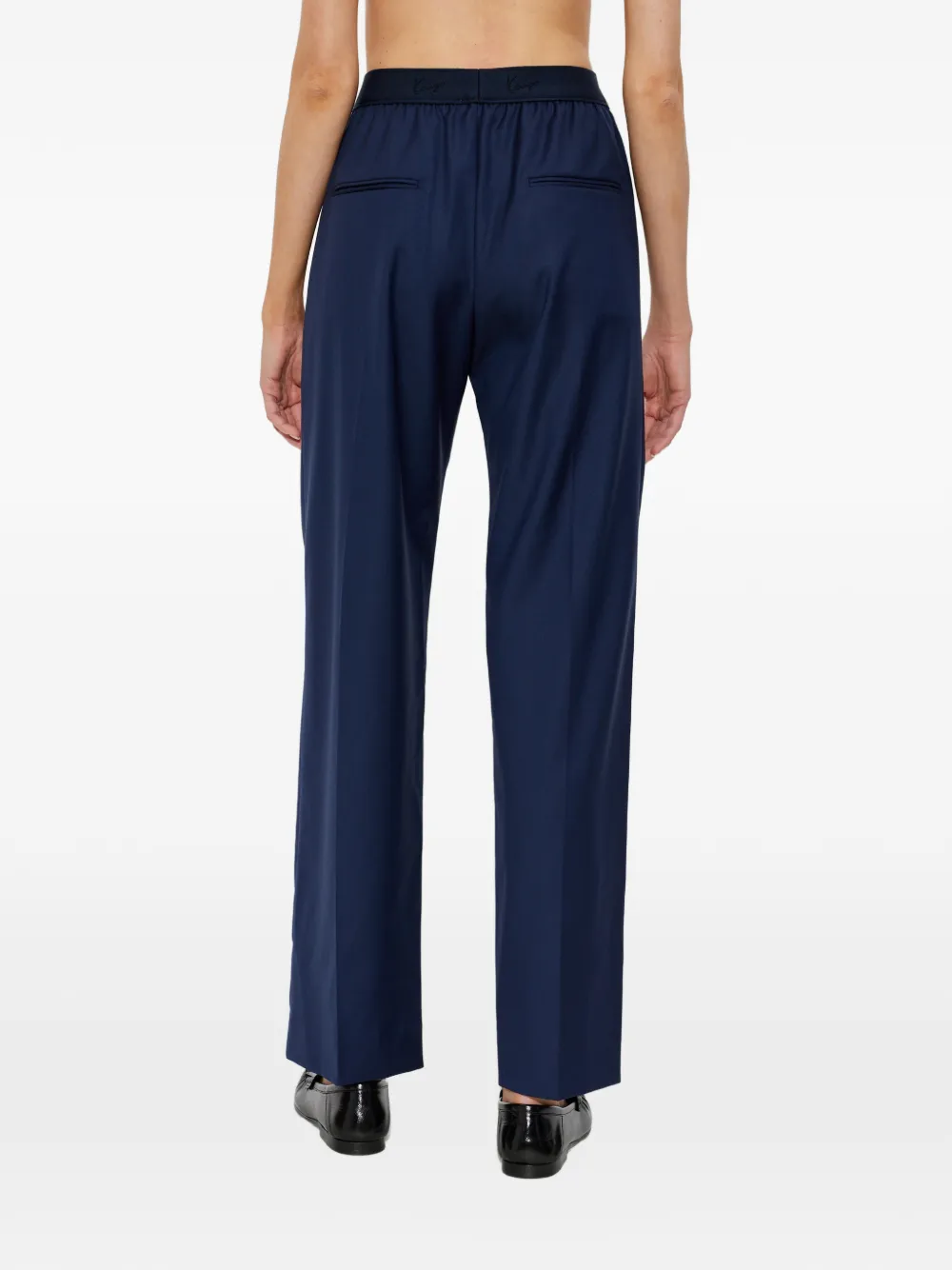 Kenzo Wollen broek met geborduurd logo Blauw