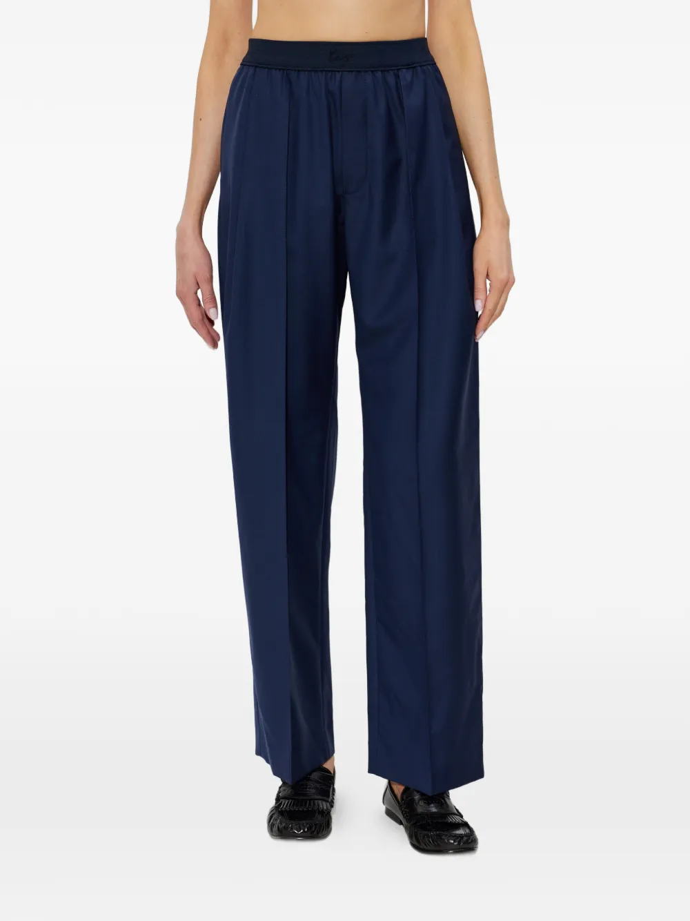 Kenzo Wollen broek met geborduurd logo Blauw
