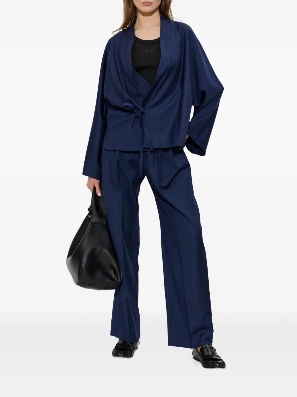 Kenzo Wollen broek met geborduurd logo Blauw