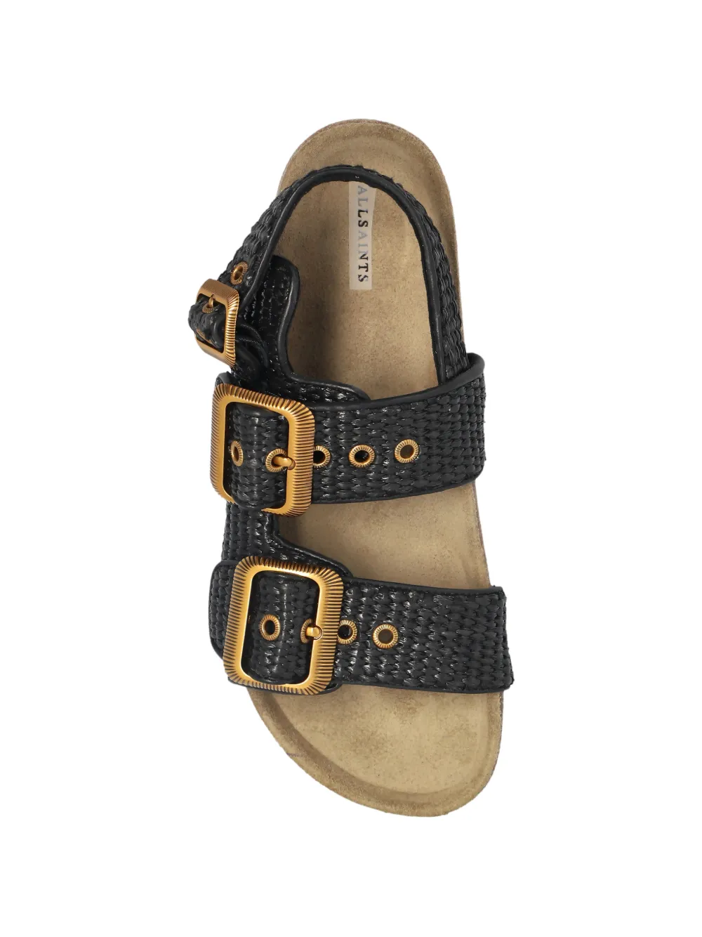 AllSaints Staffa geweven sandalen met gespsluiting Zwart