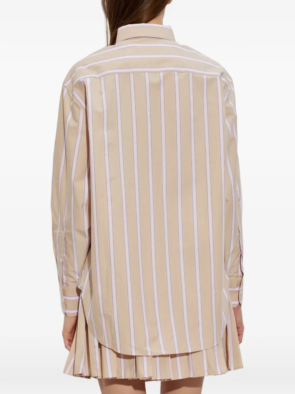 Lacoste Gestreepte blouse met geborduurd logo Beige
