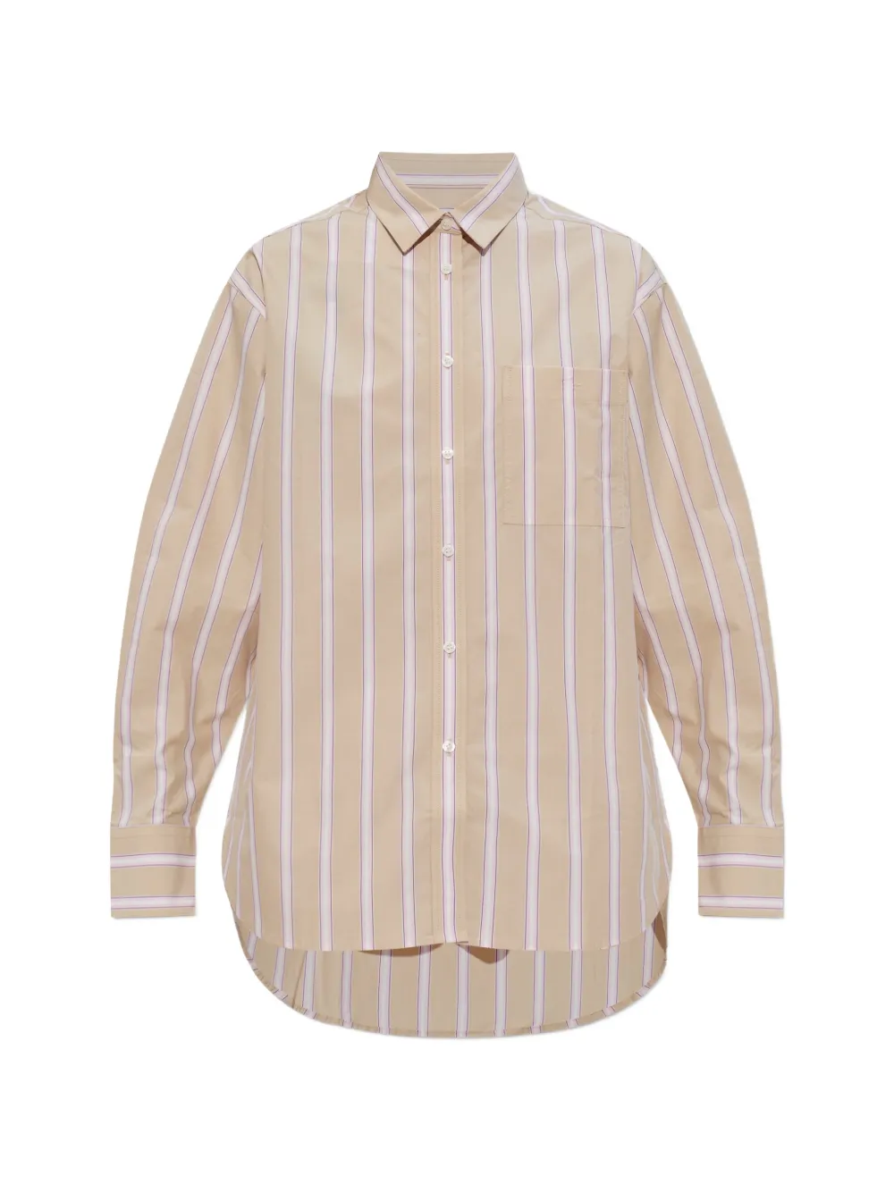 Lacoste striped-pattern logo-embroidered shirt - Nude