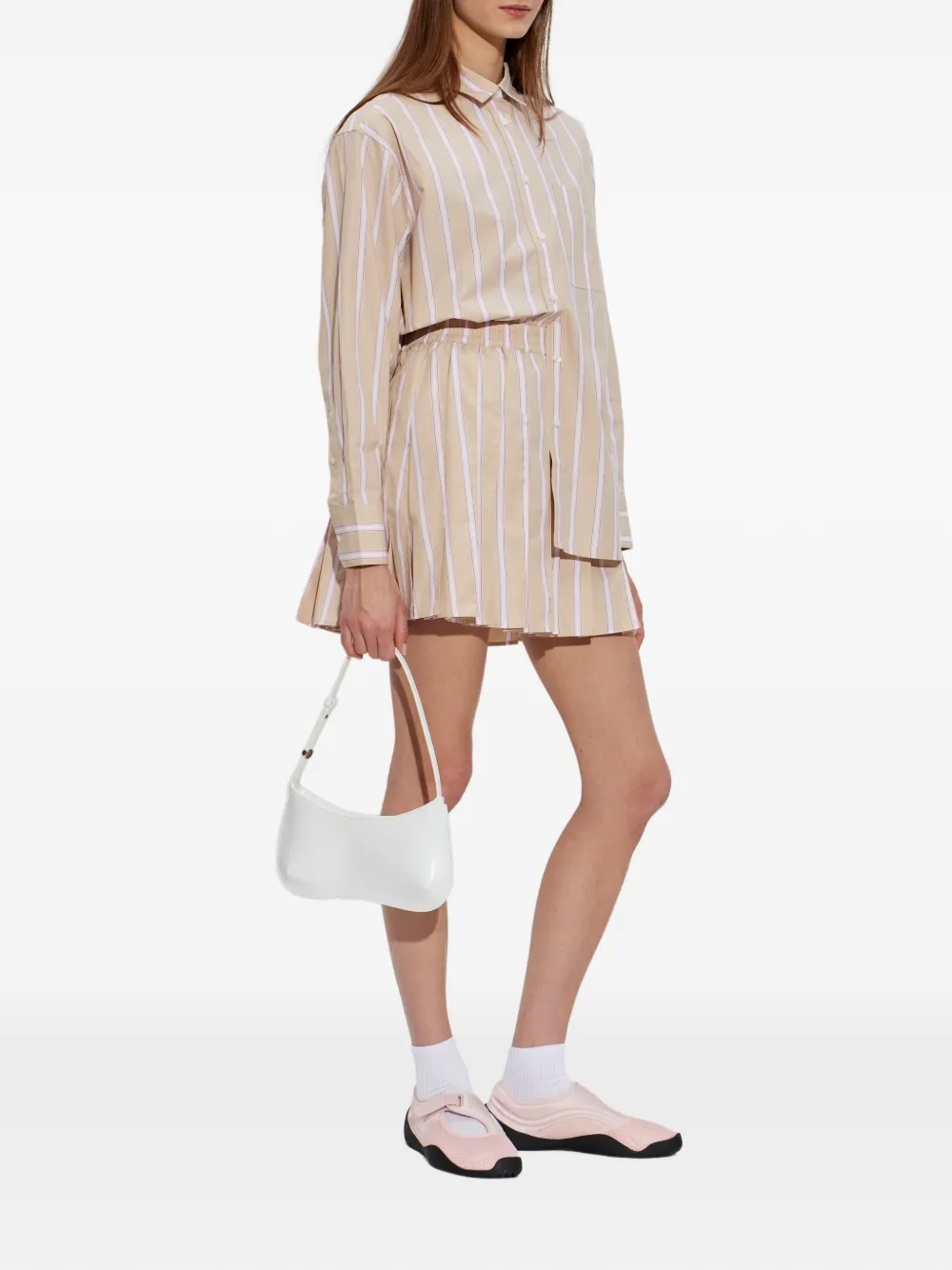 Lacoste Gestreepte blouse met geborduurd logo Beige