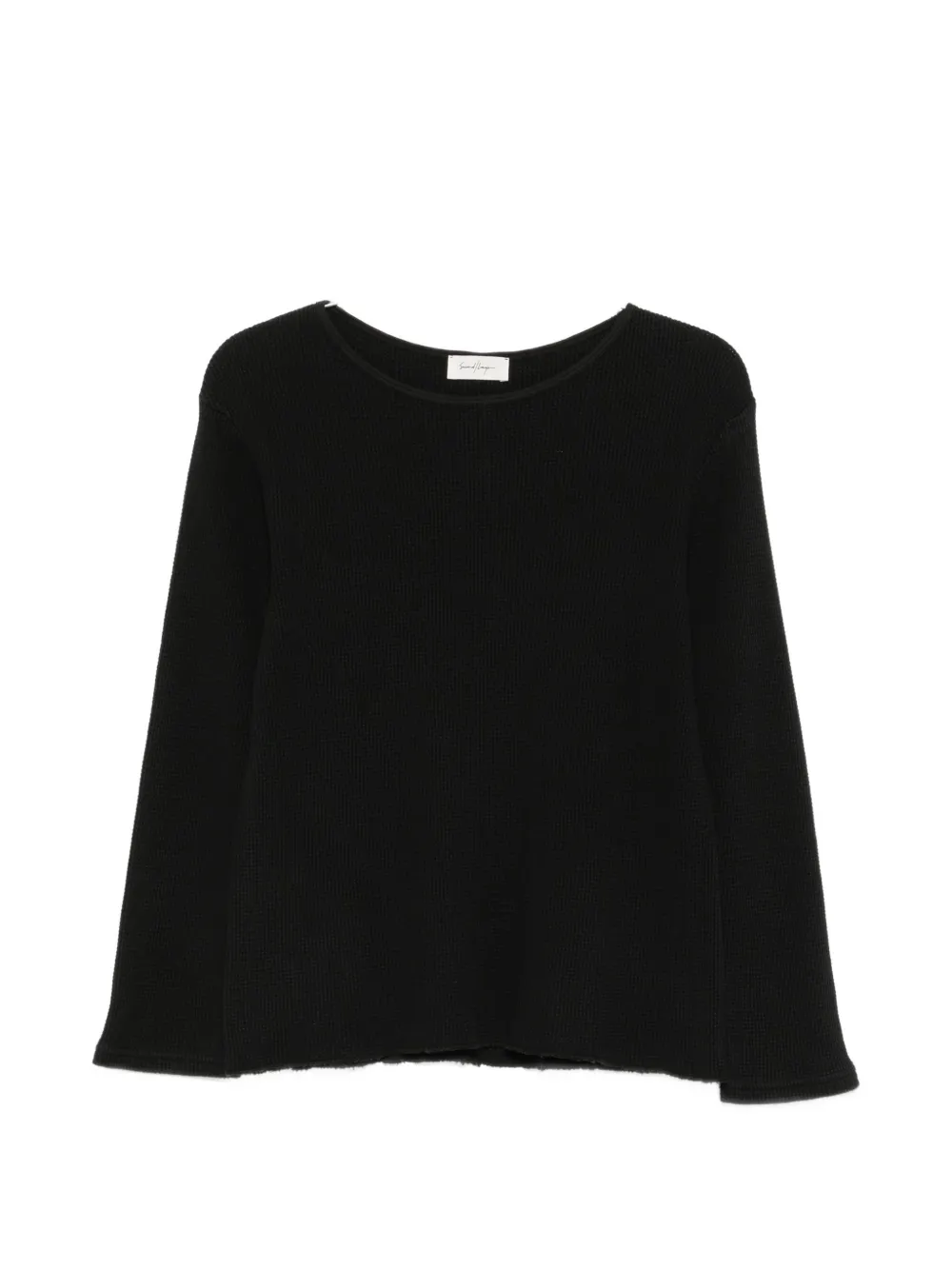 Second / Layer Waffle-knit Long-sleeve T-shirt In Black