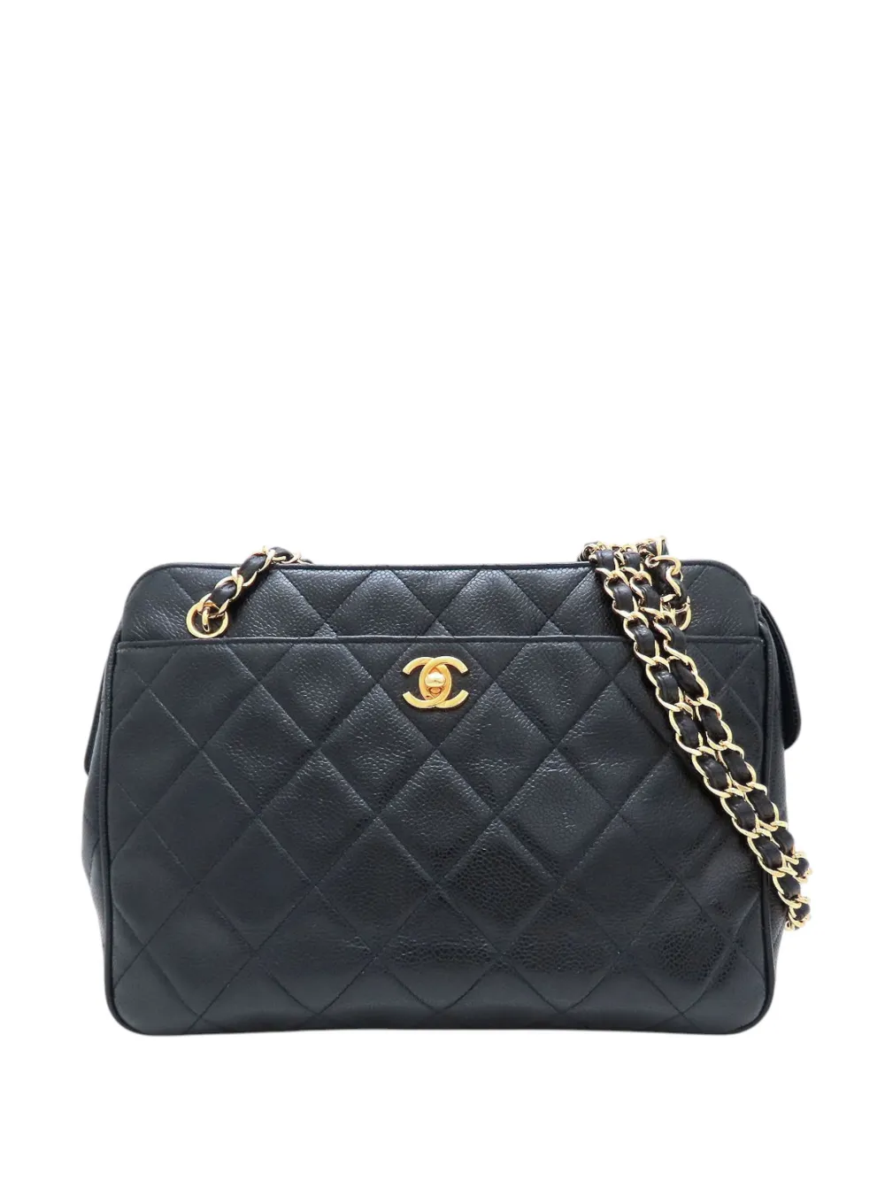 CHANEL Pre-Owned 1996-1997 CC Quilted Caviar Front Pocket shoulder bag - Nero
