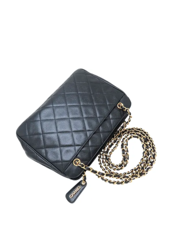 CHANEL Pre-Owned 1996-1997 CC Quilted Caviar Front Pocket Shoulder