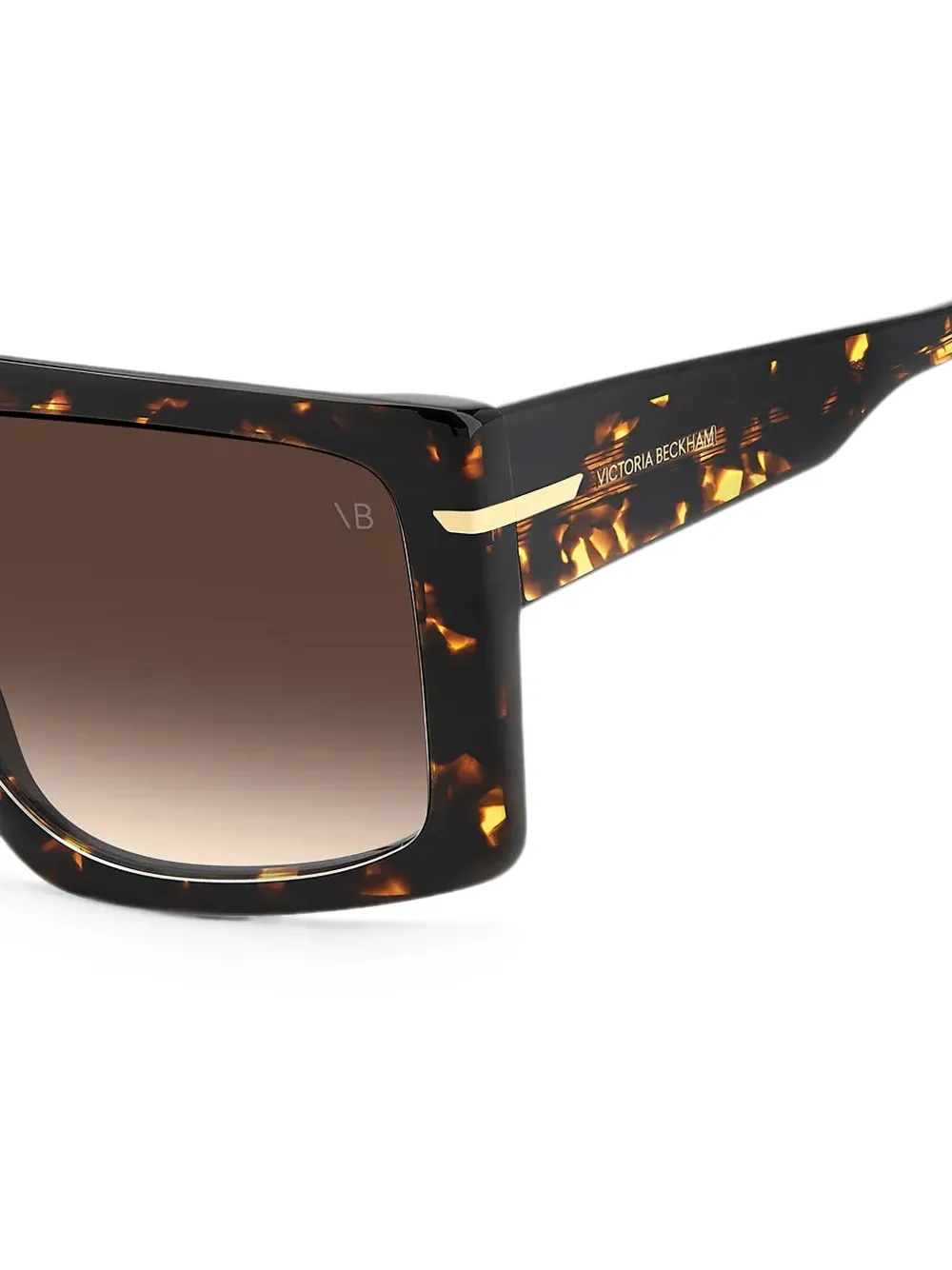 Victoria Beckham Eyewear Zonnebril met vierkant montuur en schildpadschild design Bruin
