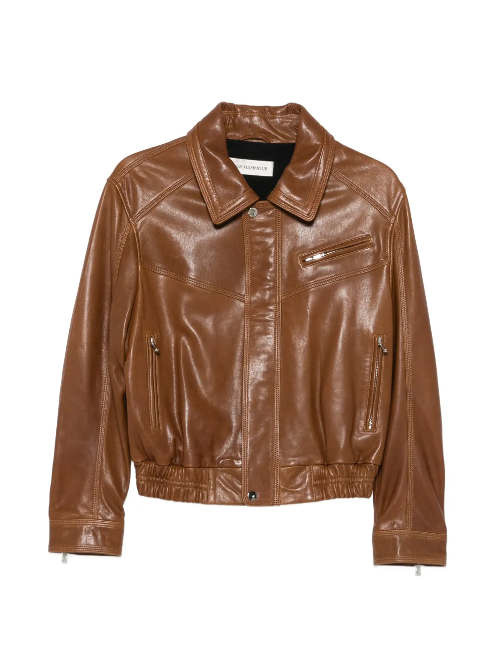 Nour Hammour Clint leather jacket - Marrone
