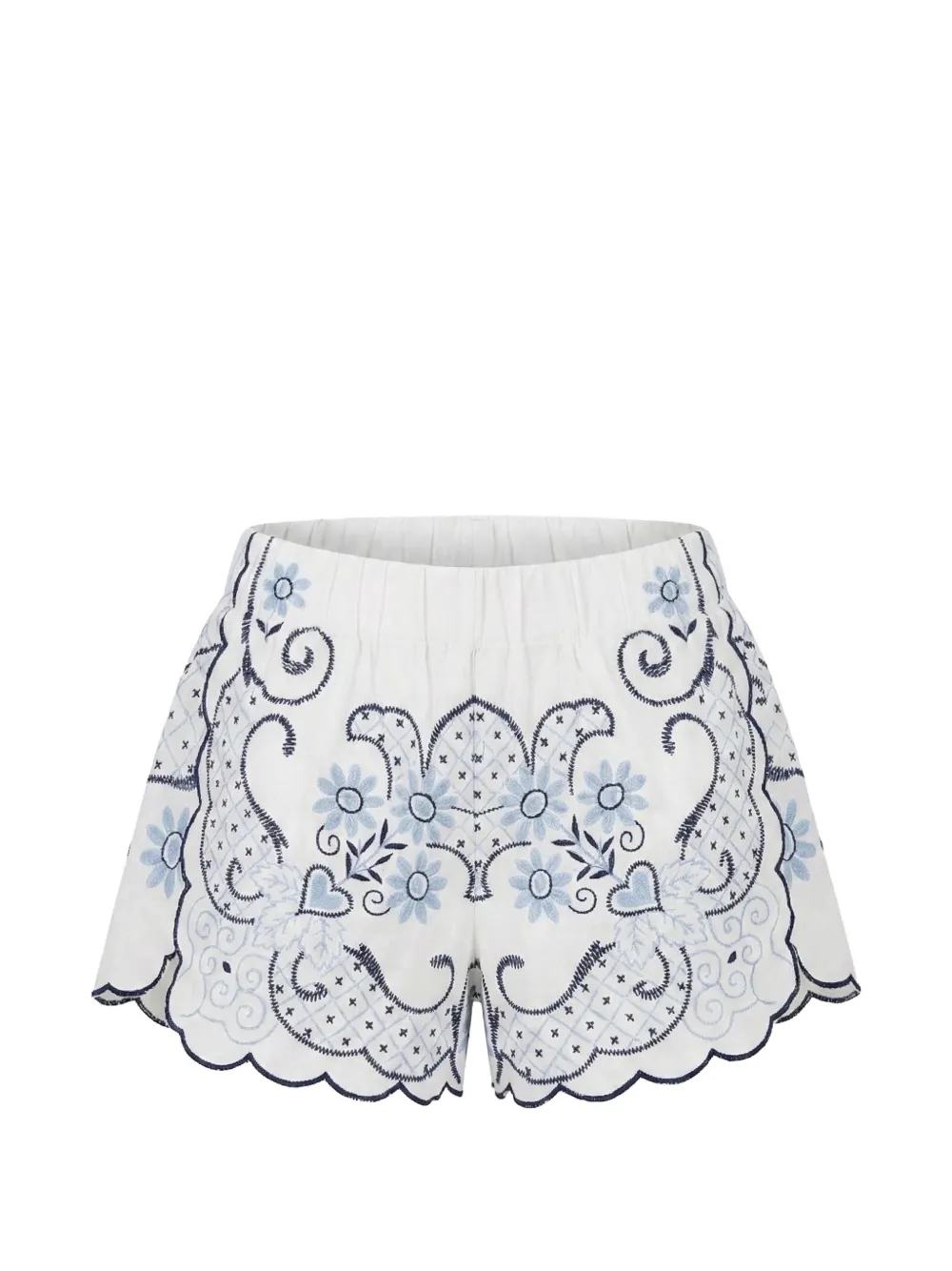 orsina Hearts Scallop embroidered shorts - Bianco