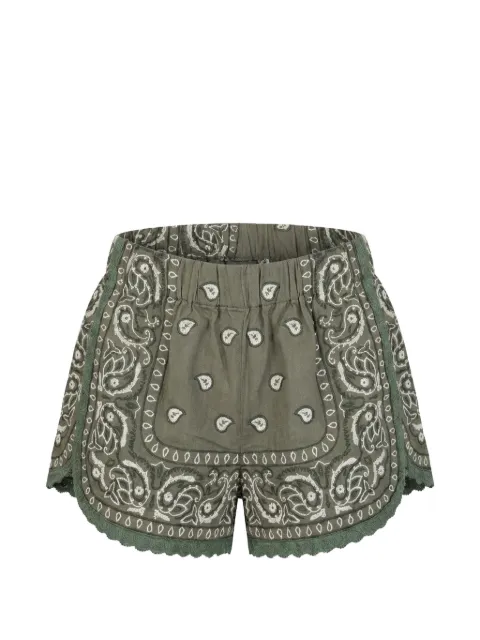 orsina Bandana paisley-embroidered scalloped shorts