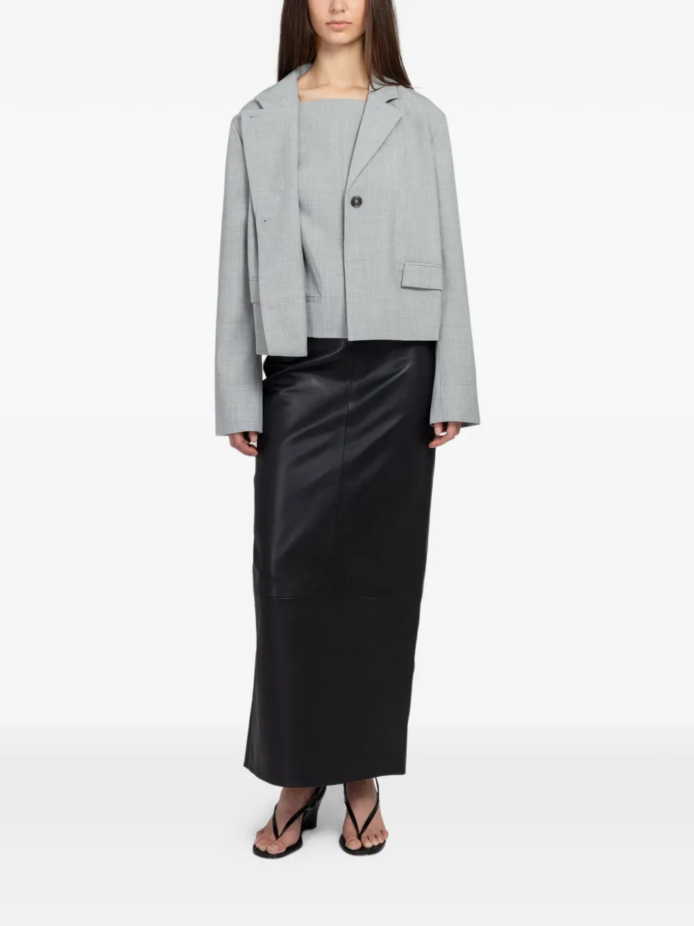 St. Agni Cocoon blazer met klepzak Grijs