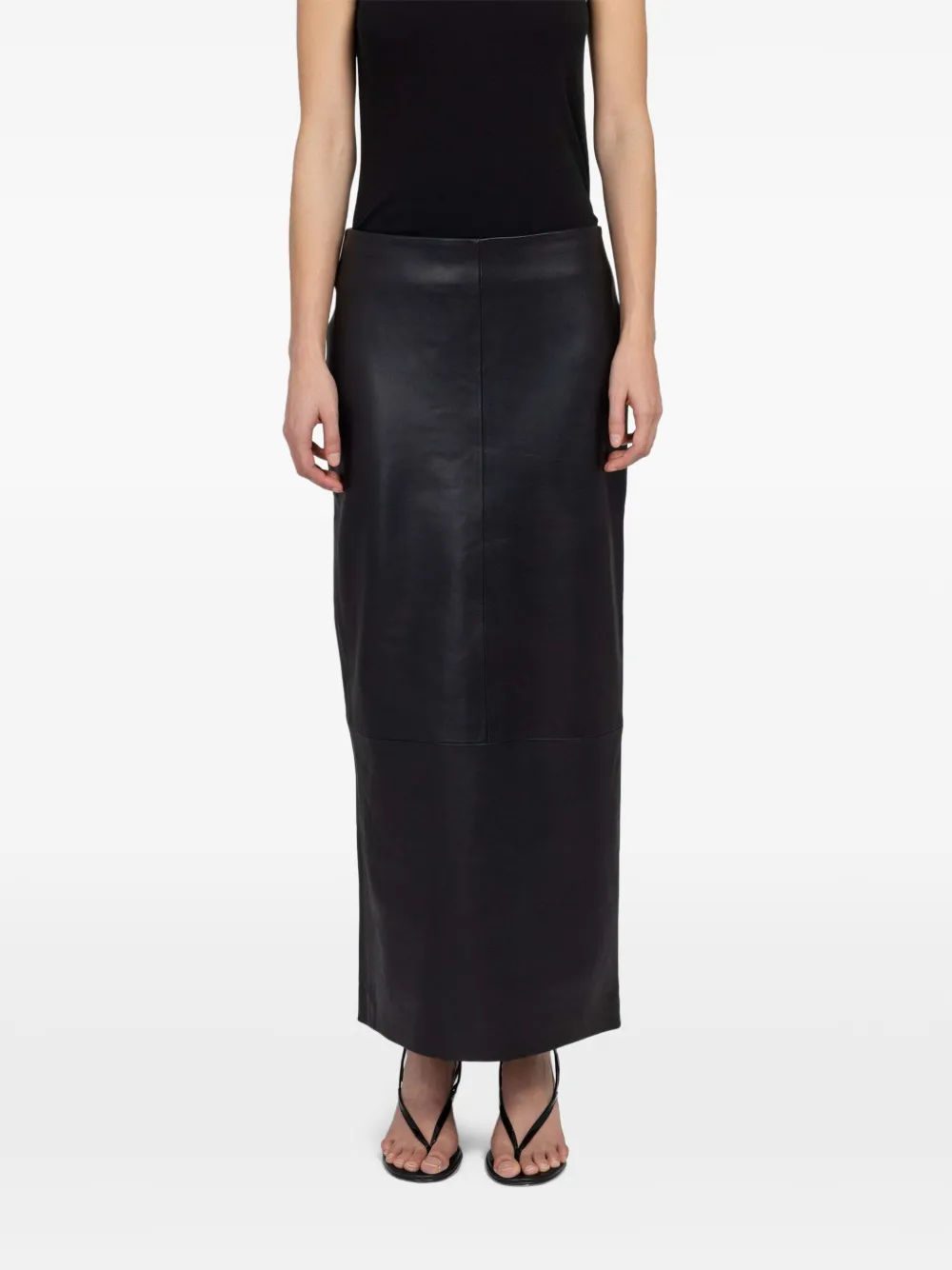 St. Agni column leather midi skirt - Nero