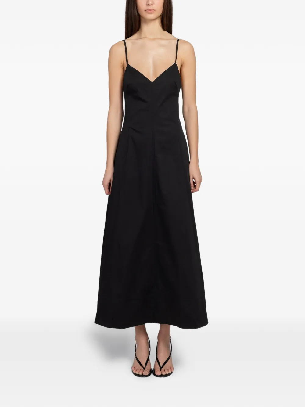 St. Agni spaghetti-strap V-neck dress - Schwarz