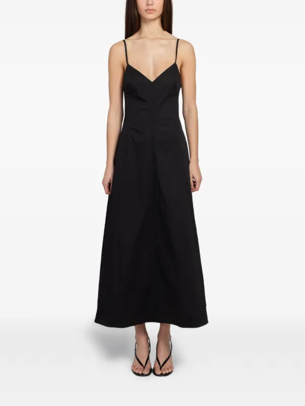 St. Agni Spaghetti-strap V-neck Dress in Black