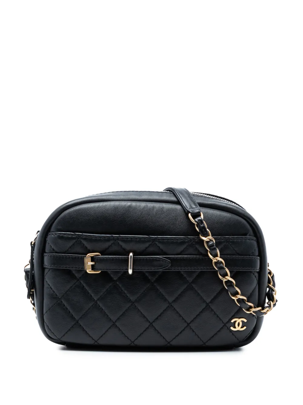 CHANEL Pre-Owned 2018-2019 Small Quilted Lambskin Buckle Camera Bag crossbody bag - Black