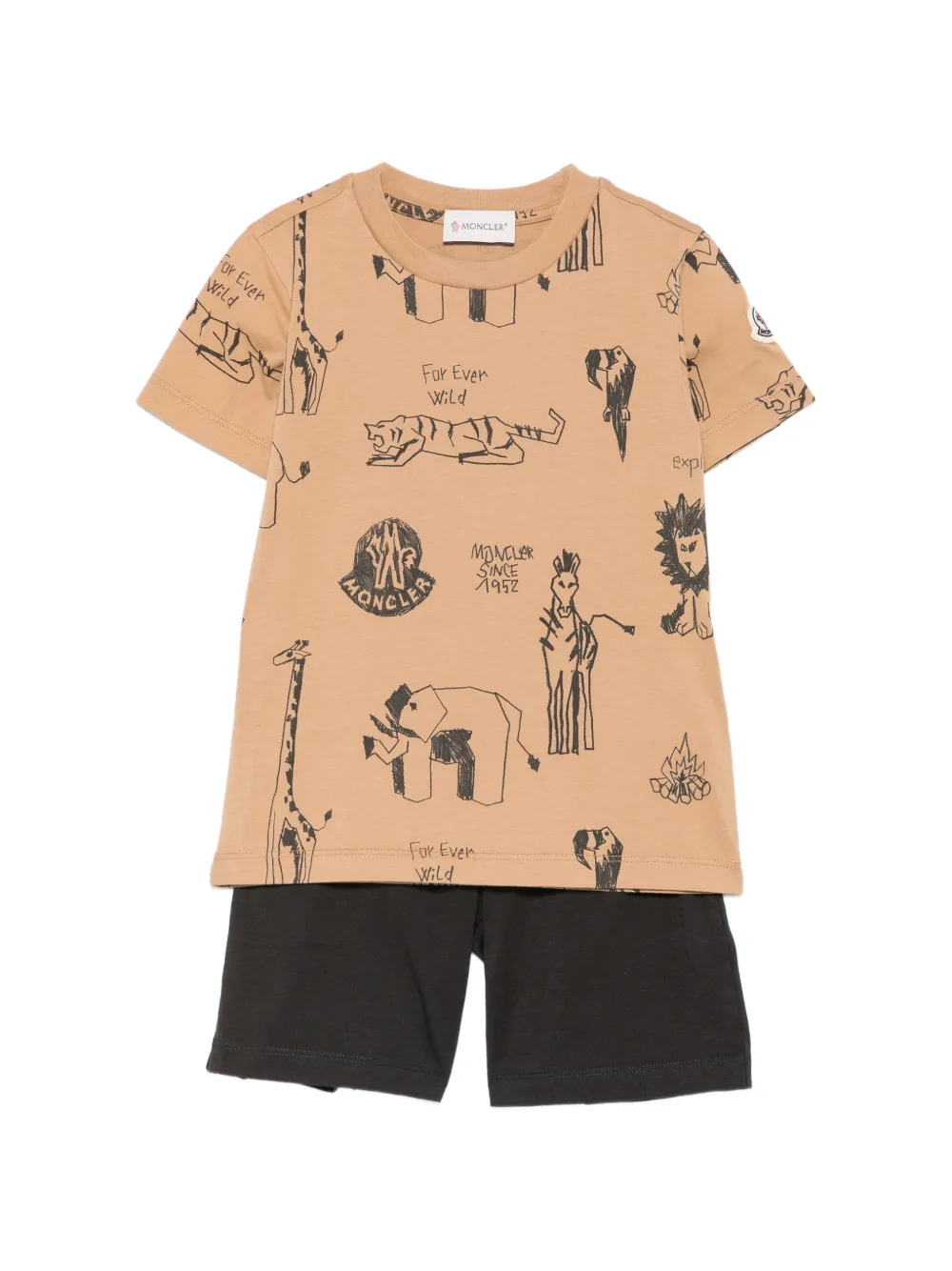 Moncler Enfant Shorts met dierenprint Beige