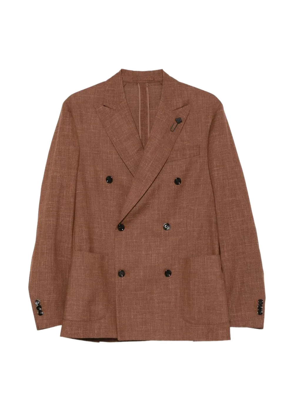 Lardini double-breasted peak-lapel jacket - Marrone