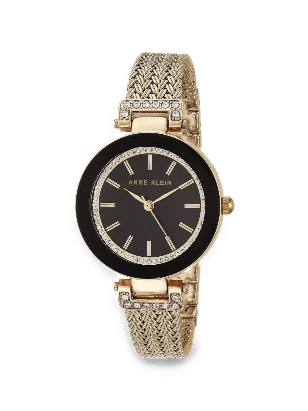 ANNE KLEIN crystal-accented mesh 30mm watch - Nero