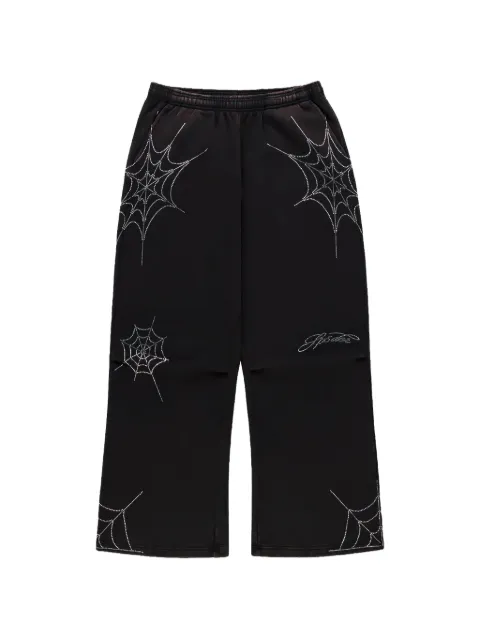 SP5DER rhinestone-embellished spider-web track pants