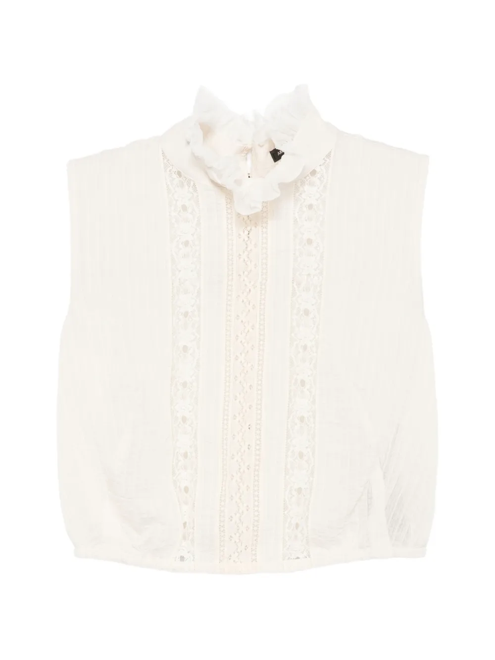 Ann Demeulemeester ruffled-trim lace-insert top - Blu