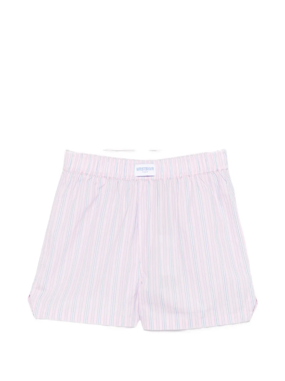 WRSTBHVR vertical-stripe logo-patch shorts - Rosa