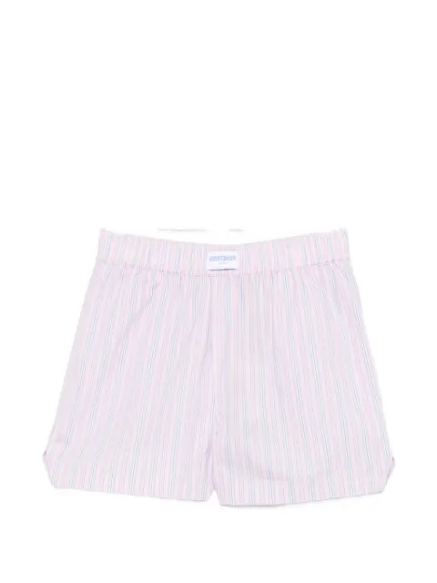 WRSTBHVR vertical-stripe logo-patch shorts
