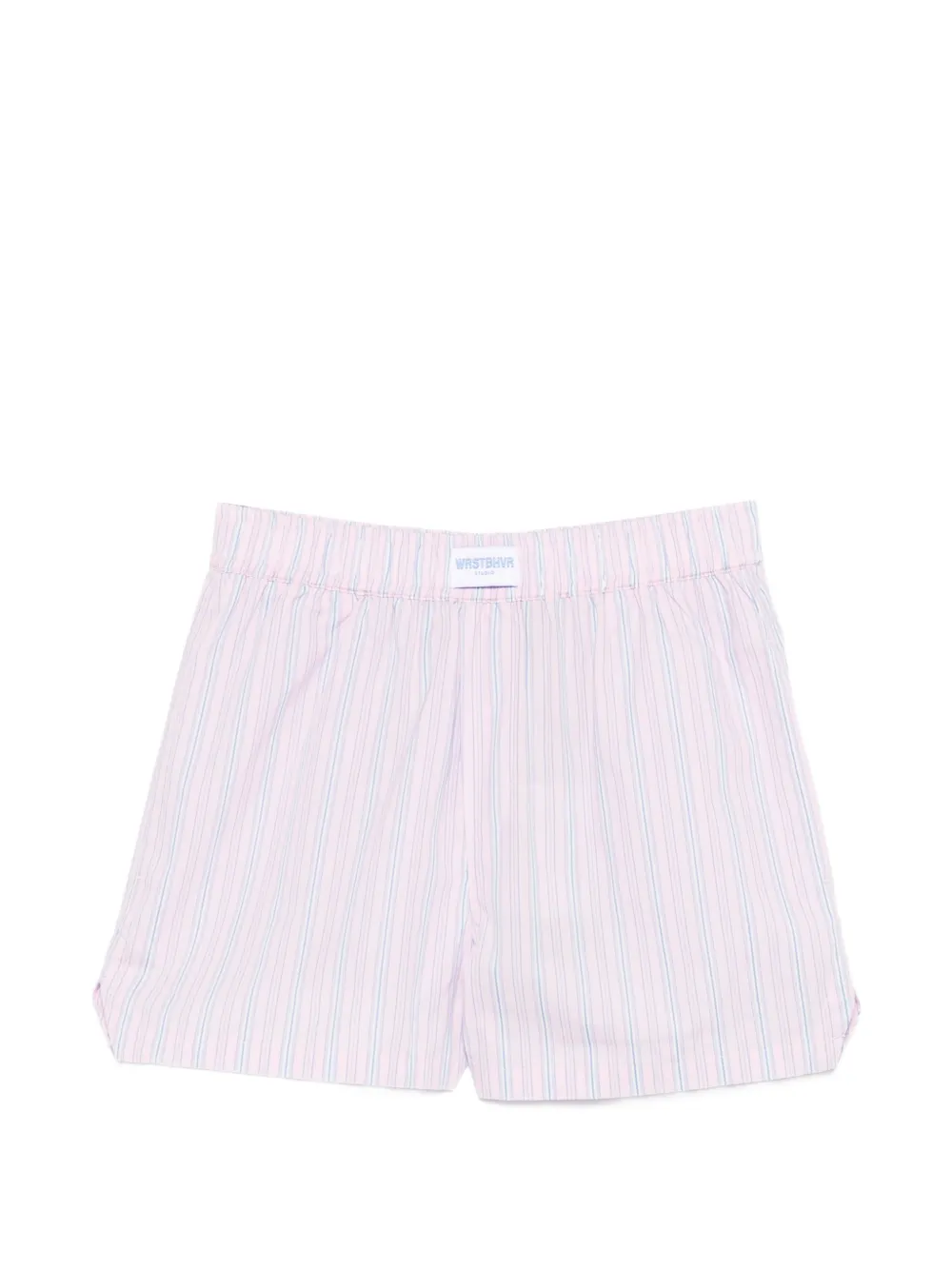 WRSTBHVR vertical-stripe logo-patch shorts - Rosa