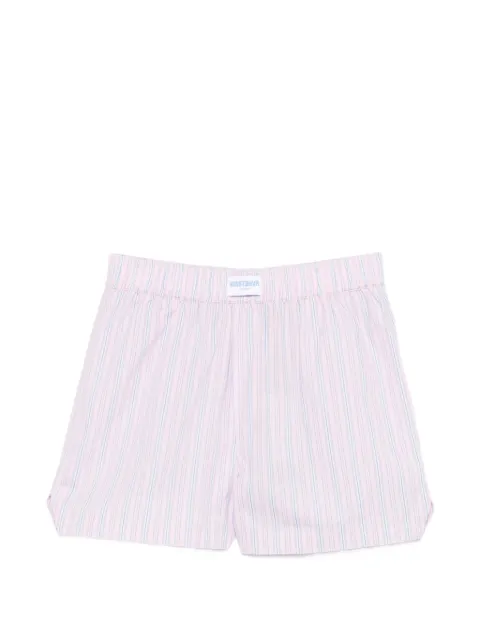 WRSTBHVR vertical-stripe logo-patch shorts