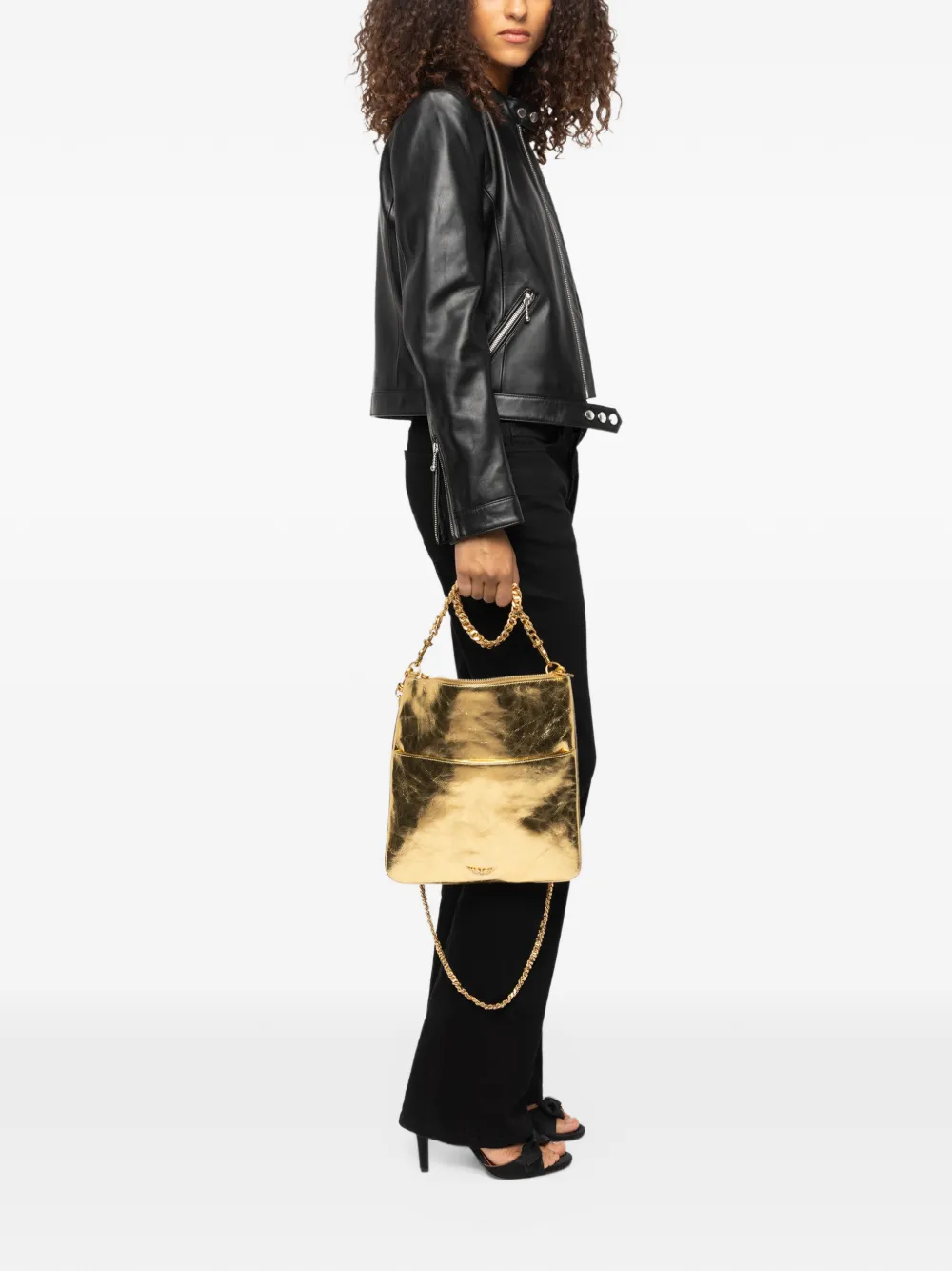 Zadig&Voltaire Rock 26 metallic clutch Goud