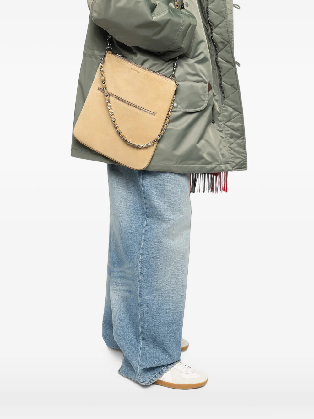Zadig&Voltaire Rock 26 suede clutch bag Beige