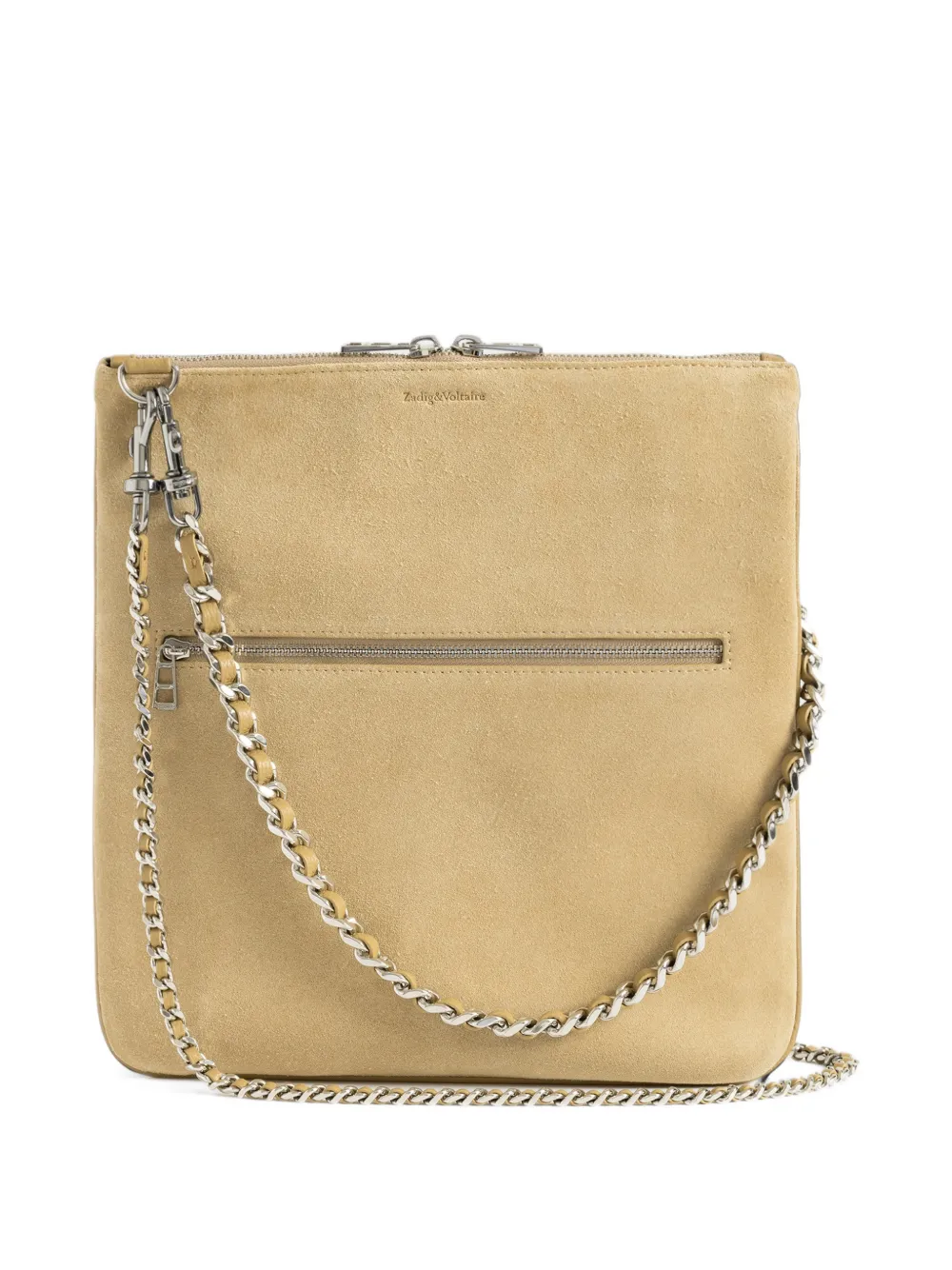 Zadig&Voltaire Rock 26 suede clutch bag Beige