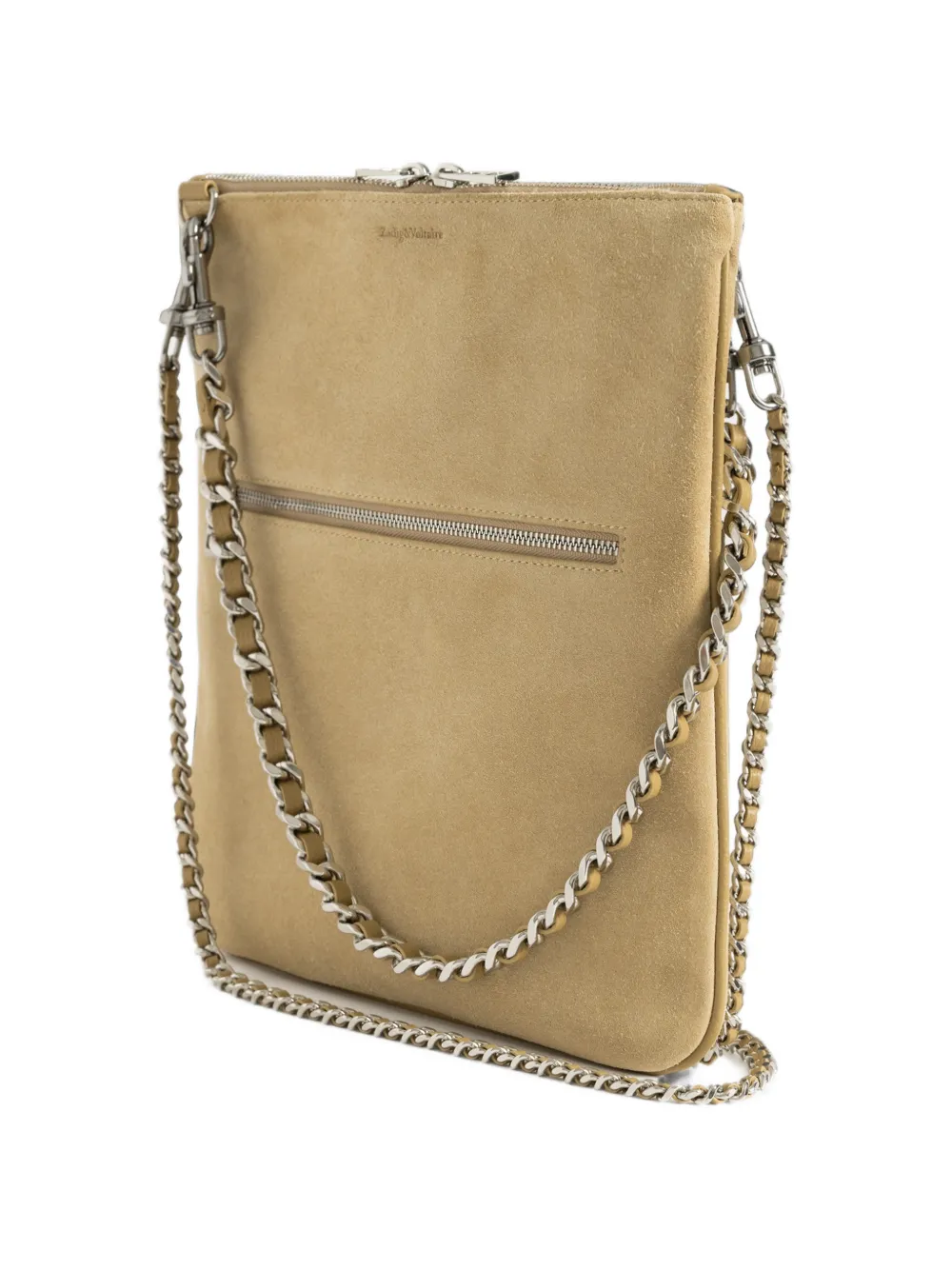 Zadig&Voltaire Rock 26 suede clutch bag Beige