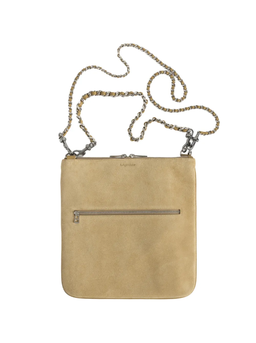 Zadig&Voltaire Rock 26 suede clutch bag Beige