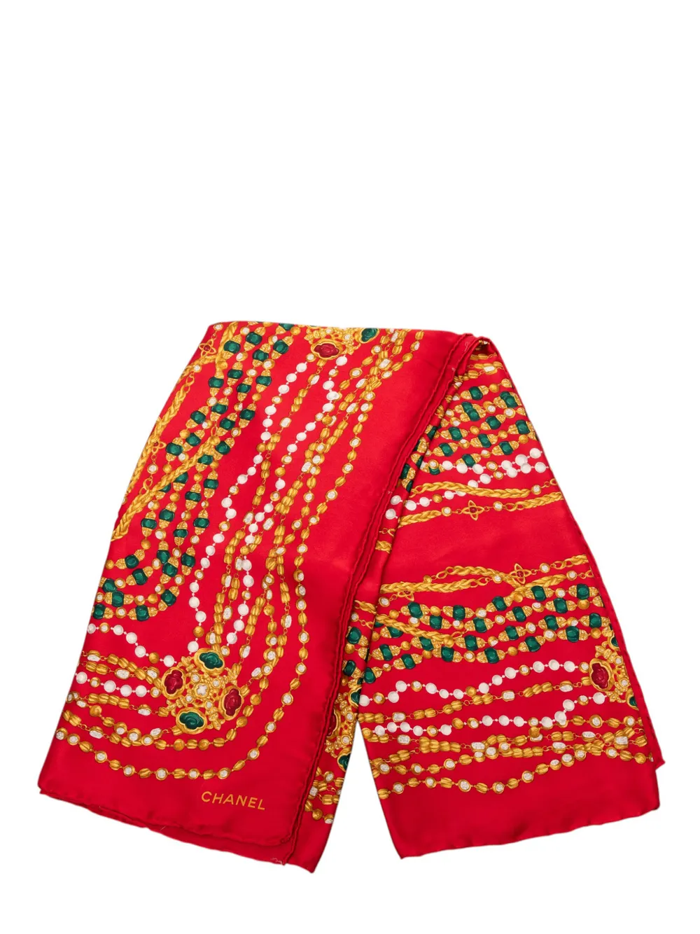 CHANEL Pre-Owned 20th Century Gripoix Print Silk Scarf scarves - Rot