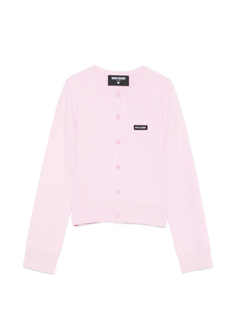 WRSTBHVR logo-patch button-up cardigan - Rosa