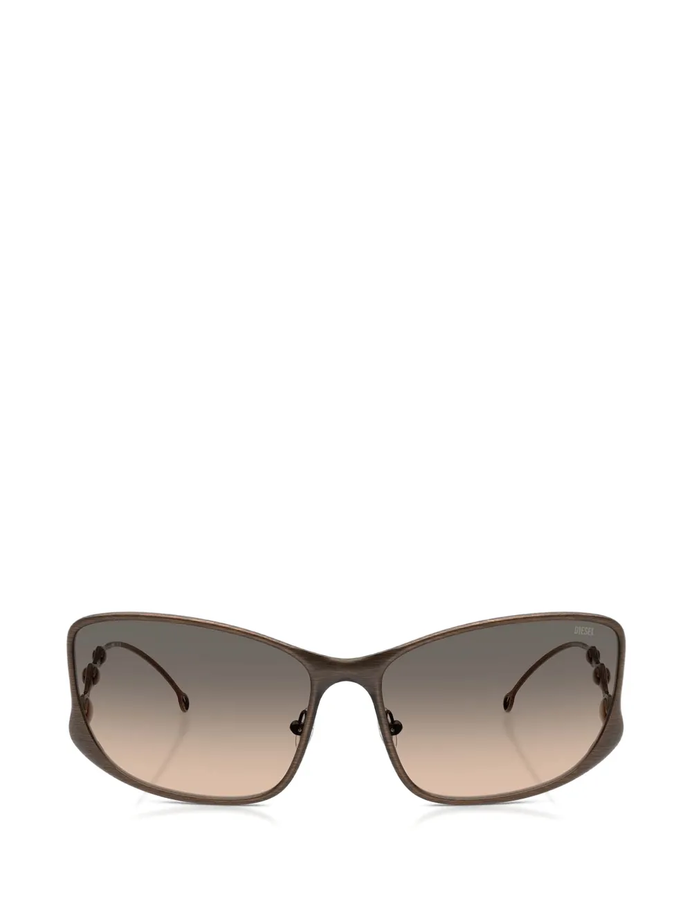 Diesel brushed-finish rectangle-frame sunglasses - Braun
