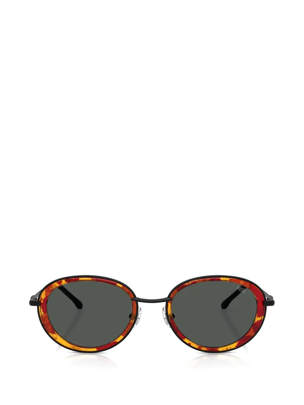 Diesel tortoiseshell-effect oval-frame sunglasses - Rot