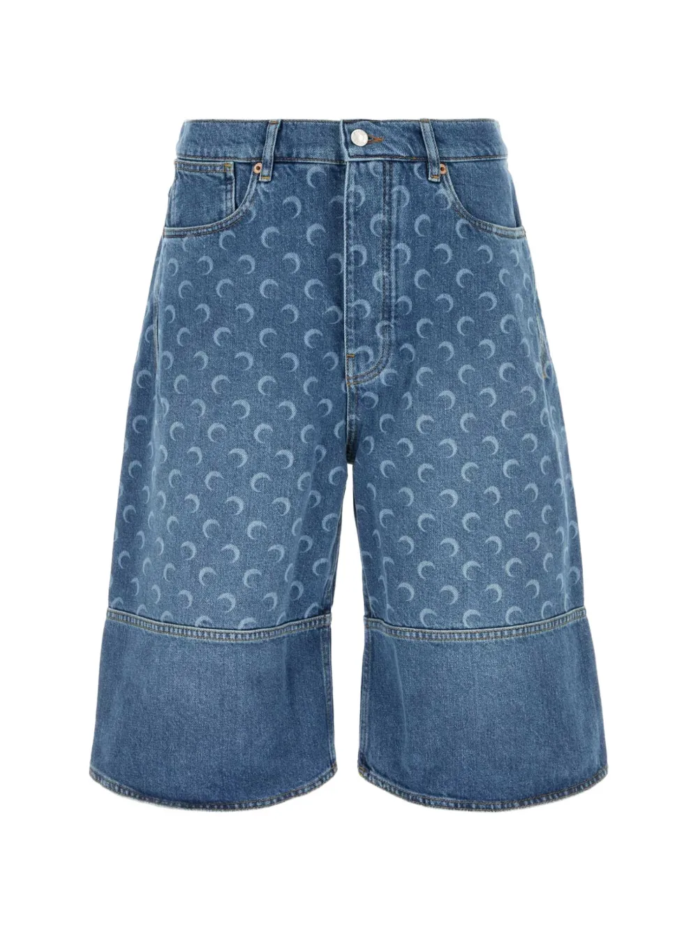 Marine Serre Printed denim bermuda shorts - Blau